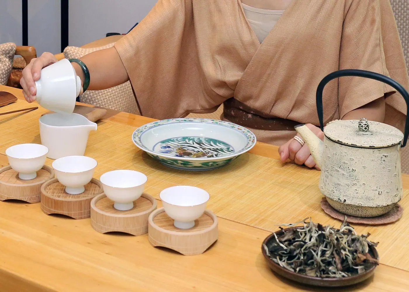 A tea ceremony at Wan Ling Tea House in Shanghai